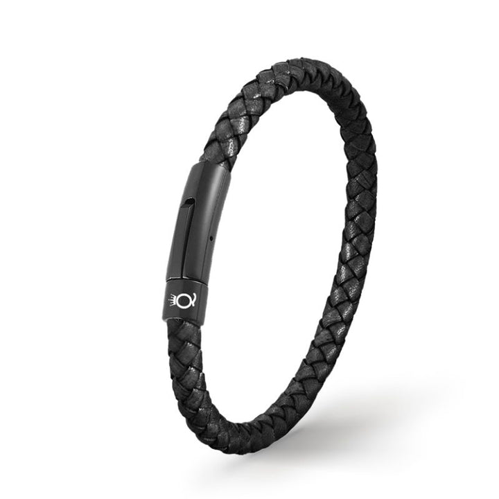 Lederarmband Herren Uniqal Unisex Magnetverschluss schwarz