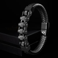 Motorradkette Fahrradkette Kettearmband Lederarmband Chain bracelet uniqal