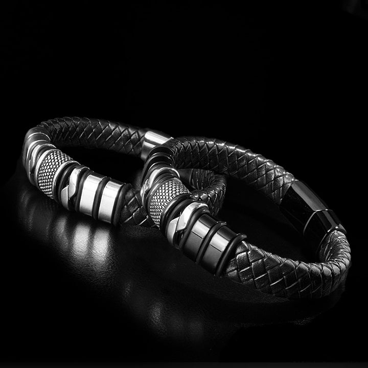 Lederarmband herren silber mamba unisex armreif sale uniqal