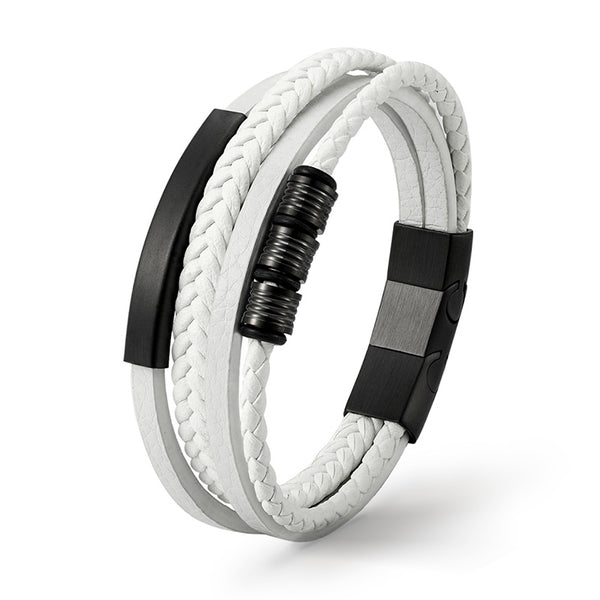 Weißes Lederarmband personalisiert herren mit gravur uniqal