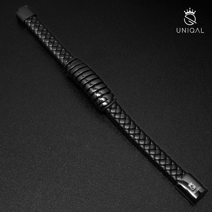 Lederarmband herren schwarz uniqal