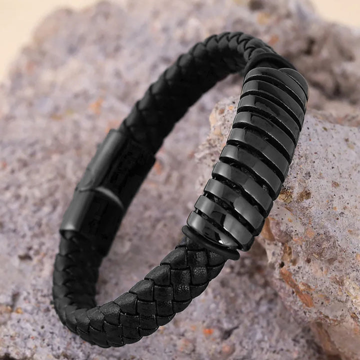 Lederarmband herren schwarz uniqal
