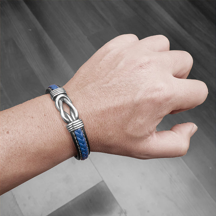 Lederarmband herren blau unendlichkeit unisex armreif