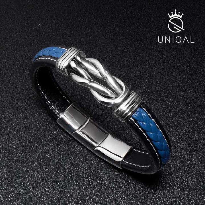 Lederarmband herren blau unendlichkeit unisex armreif