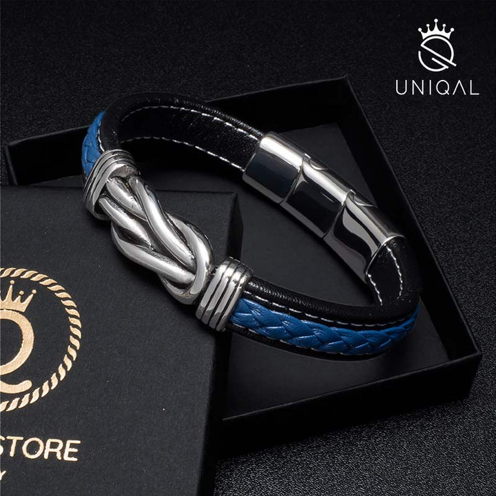 Lederarmband herren blau unendlichkeit unisex armreif