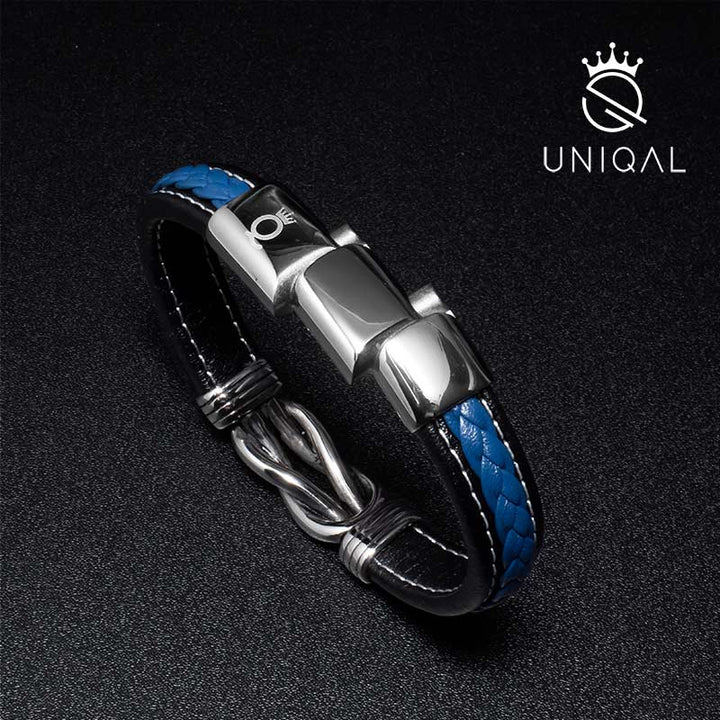 Lederarmband herren blau unendlichkeit unisex armreif