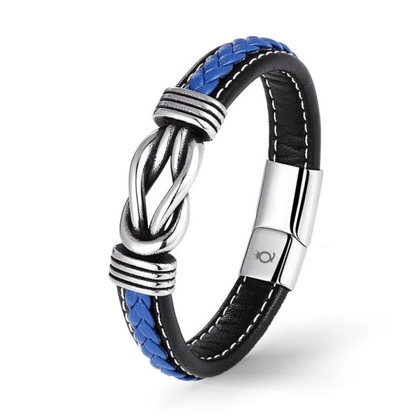 Lederarmband herren blau unendlichkeit unisex armreif
