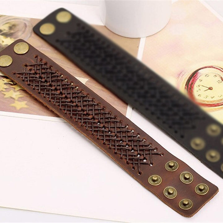 braunes rohleder armband herren manschette breitarmband uniqal sale