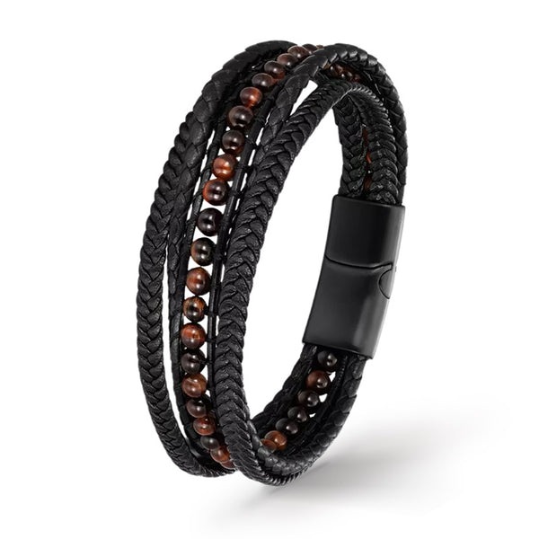 rotes tiger auge lederarmband herren uniqal