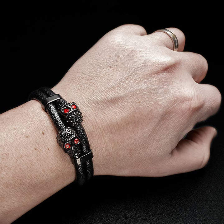 Lederarmband herren totenkopf skull uniqal
