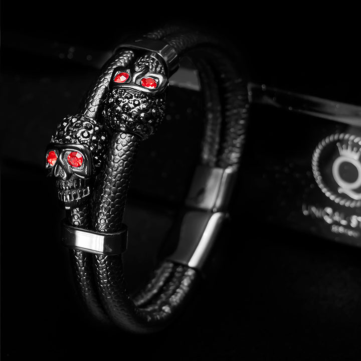 Lederarmband herren totenkopf skull uniqal