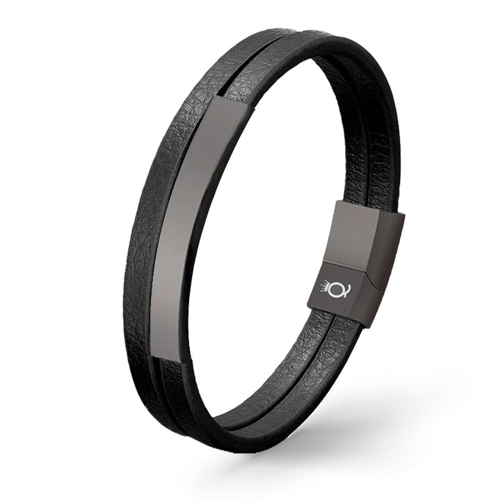 Lederarmband Herren schwarz magnetverschluss uniqal