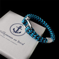 Maritime nautisches armband aus segeltau blau nautic uniqal