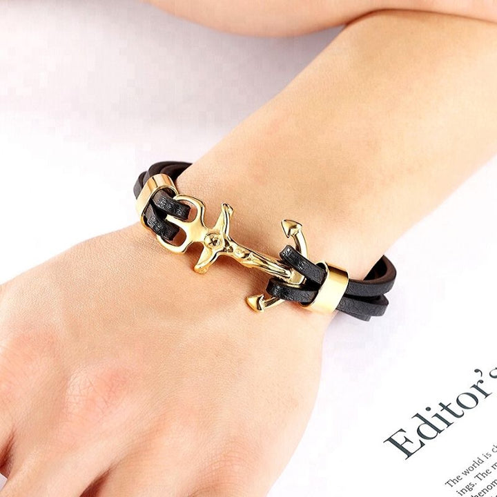 Lederarmband Jesus Silber hochwertig Edelstahl Anker Hacken unisex