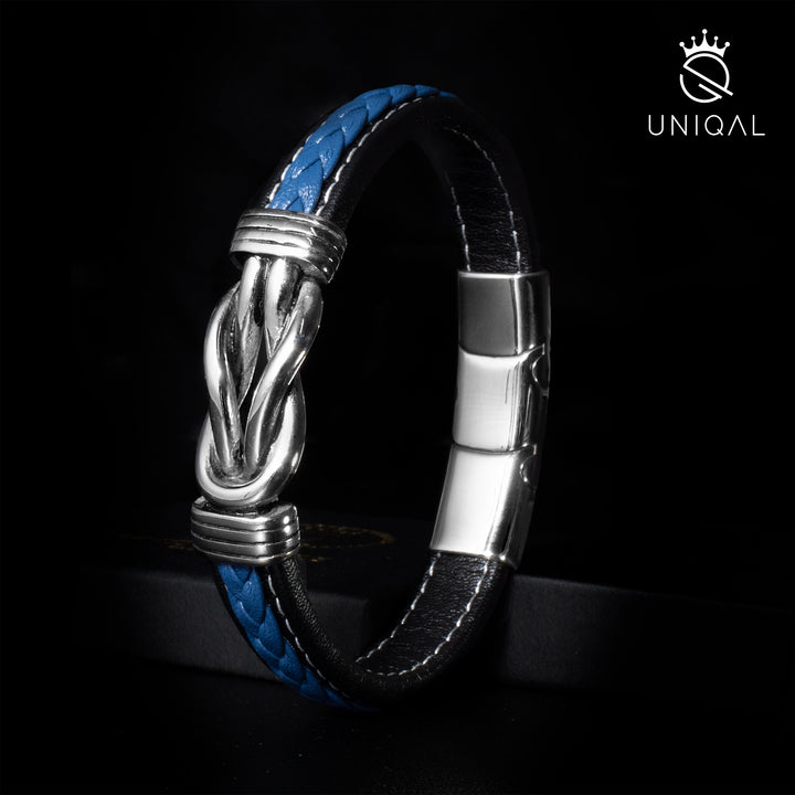 Lederarmband herren blau unendlichkeit unisex armreif