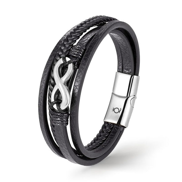personalisiert mit gravur infinity unendlichkeit lederarmband herren geflochten nice uniqal
