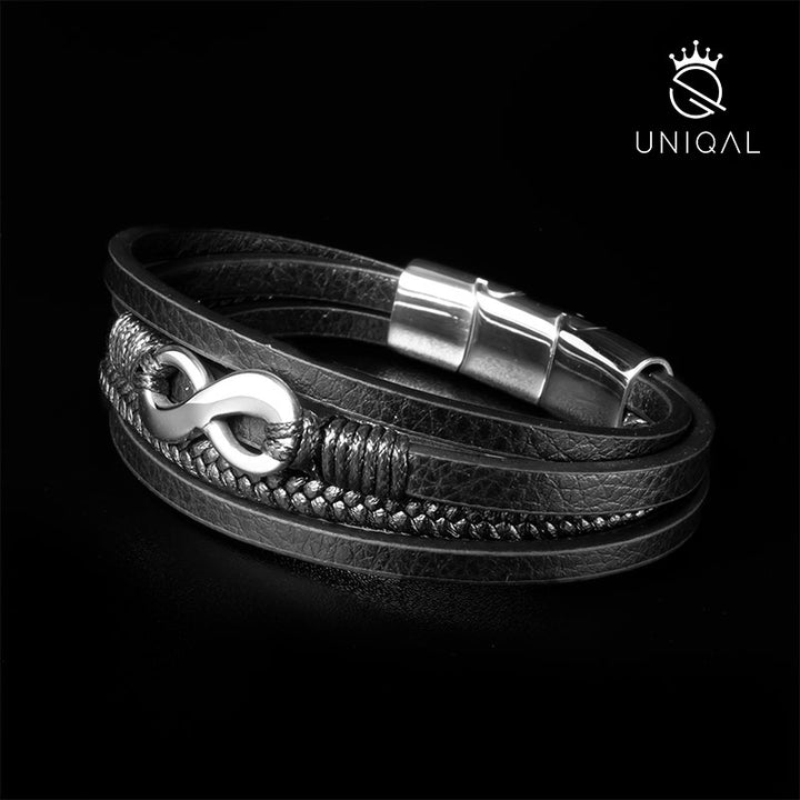 personalisiert mit gravur infinity unendlichkeit lederarmband herren geflochten nice uniqal
