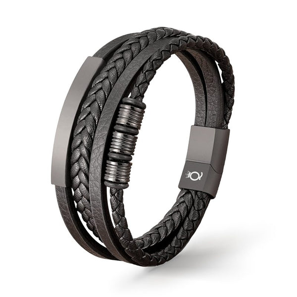 personalisiertes Lederarmband Herren mit gravur schwarz uniqal