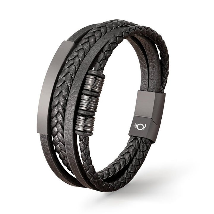 personalisiertes Lederarmband Herren mit gravur schwarz uniqal