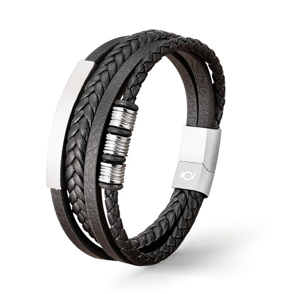 personalisiertes Lederarmband Herren mit gravur silber uniqal