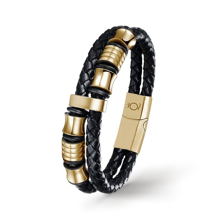Gold lederarmband herren uniqal