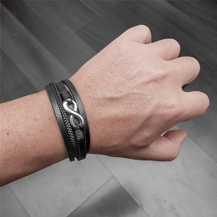 personalisiert mit gravur infinity unendlichkeit lederarmband herren geflochten nice uniqal