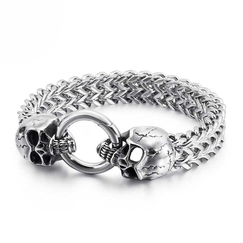 Bikerschmuck, Edelstahl Königsarmband Totenkopf / Skull