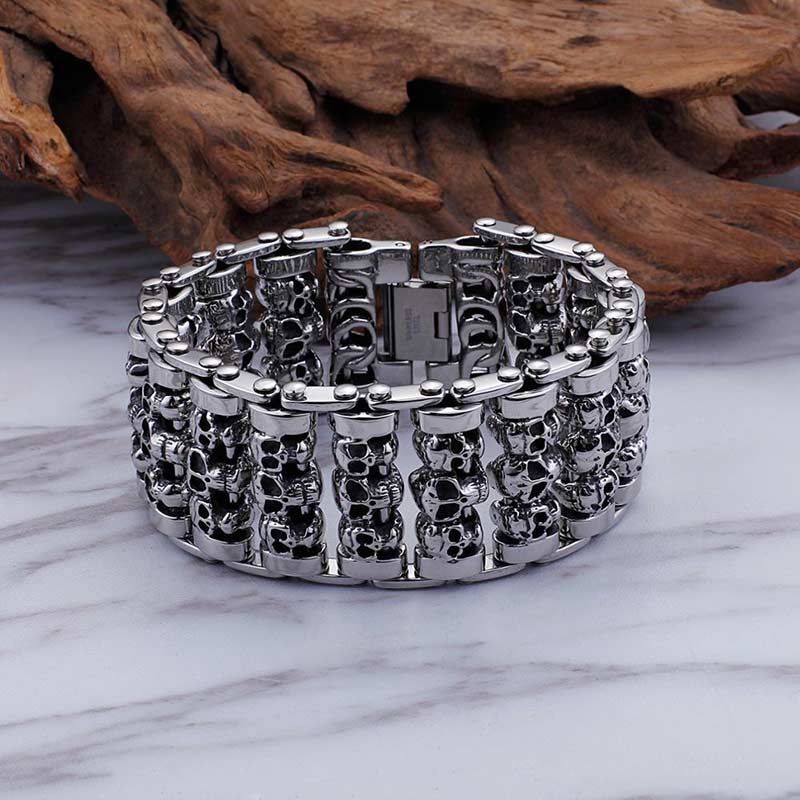 Grosshanl Elstahl-Totenkopf-Glierkettenarmband Für Herren