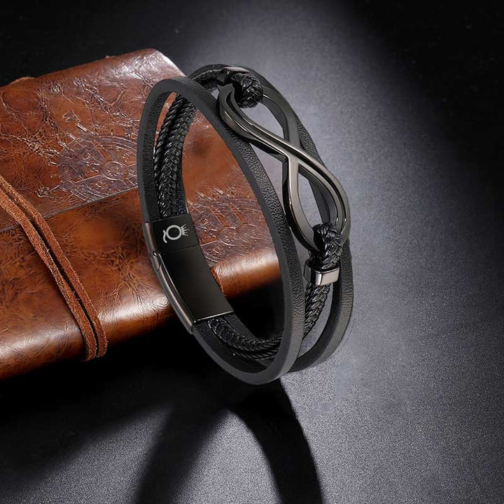 Unendlichkeitszeichen leder Armband herren damen unisex schwarz uniqal