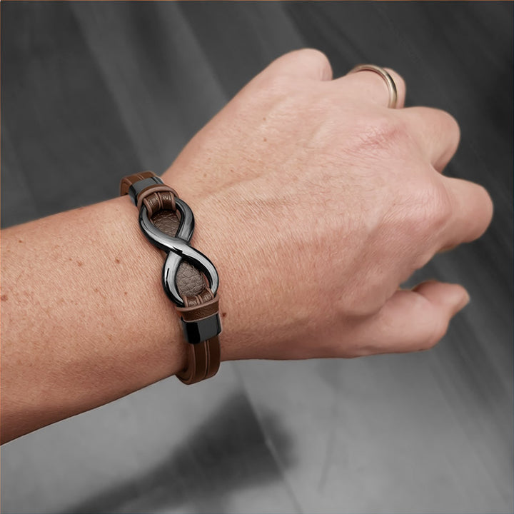 infinity lederarmband herren unendlichkeit braun uniqal