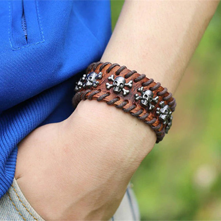  braunes rohleder armband herren manschette breitarmband uniqal sale