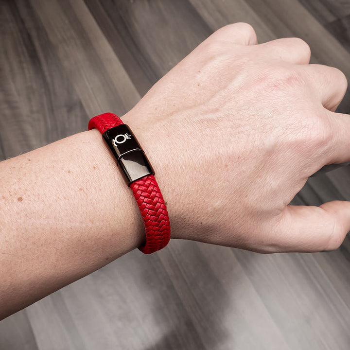 rotes Lederarmband Herren magnet Uniqal