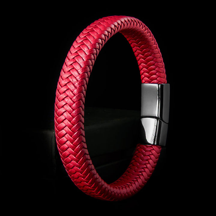 rotes Lederarmband Herren magnet Uniqal