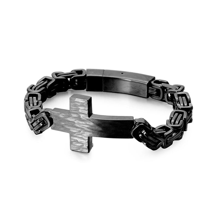 Kreuzarmband herren schwarz  königskette vintage cross bracelet uniqal