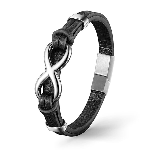 infinity lederarmband herren unendlichkeit silber uniqal
