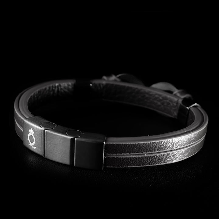 infinity lederarmband herren unendlichkeit schwarz uniqal
