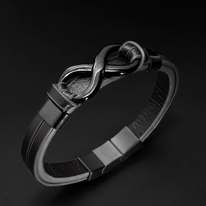 infinity lederarmband herren unendlichkeit schwarz uniqal