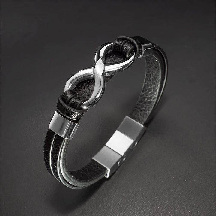 infinity lederarmband herren unendlichkeit silber uniqal