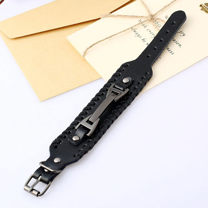 schwarzes rohleder armband herren manschette breitarmband uniqal sale