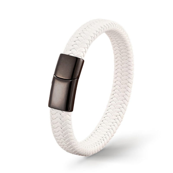weißes Lederarmband Herren magnet Uniqal