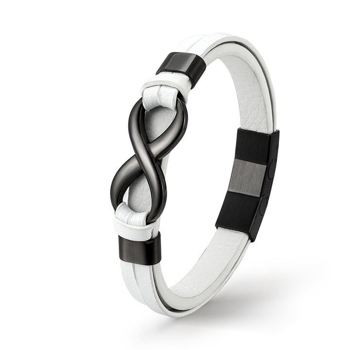 weißes Lederarmband herren infinity gravur personalisiert uniqal